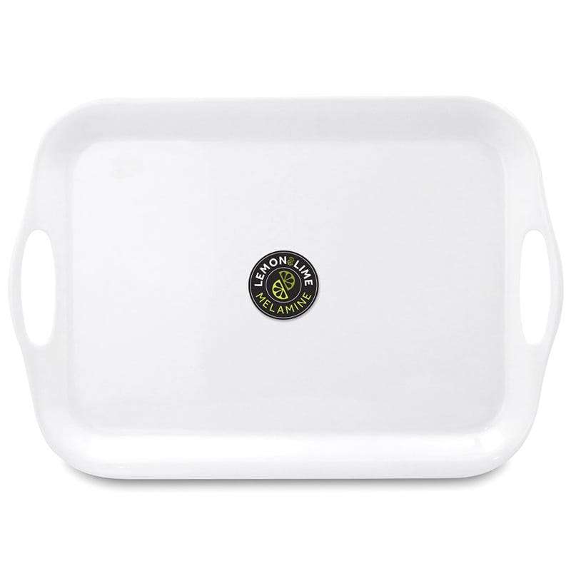 White Rectangular Melamine Platter with Handles 41cm x 28.5cm