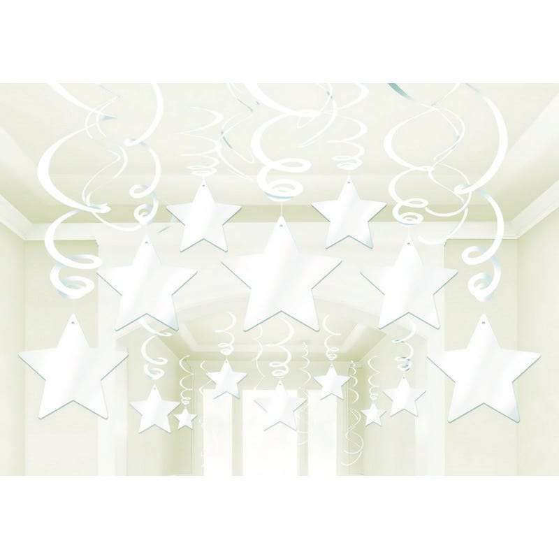 White Star Swirl Decorations (Pack of 30)