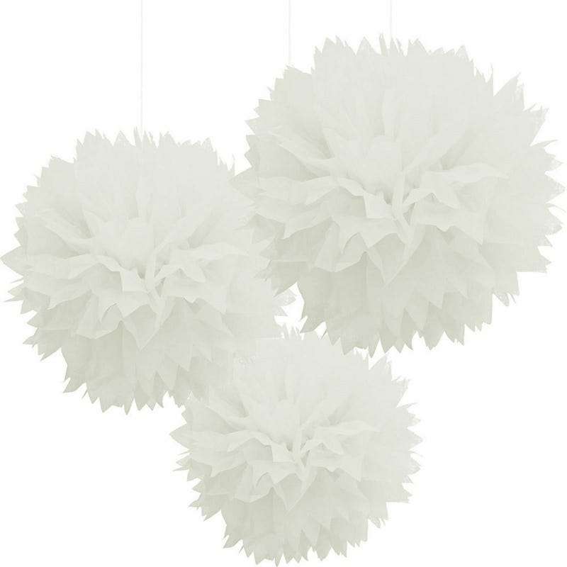 White Tissue Paper Pom Pom Balls (Pack of 3)