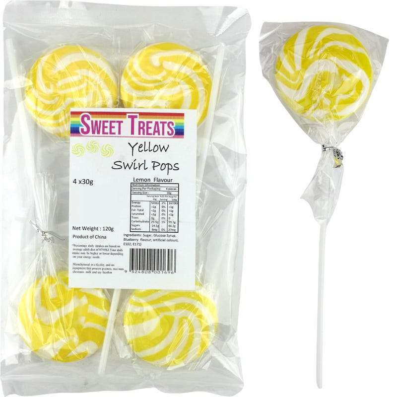 Yellow Swirl Lollipops (Pack of 4)