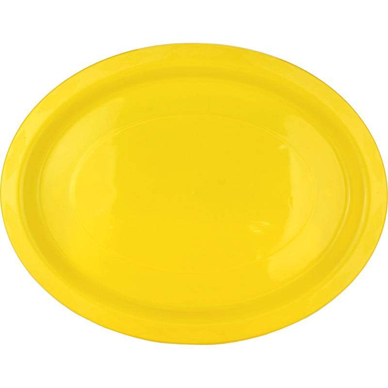 Yellow Plastic Reusable Oval Plates (Pack of 25)