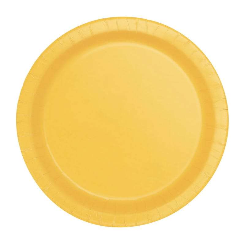 Yellow Small Paper Round Plates (Pack of 8)
