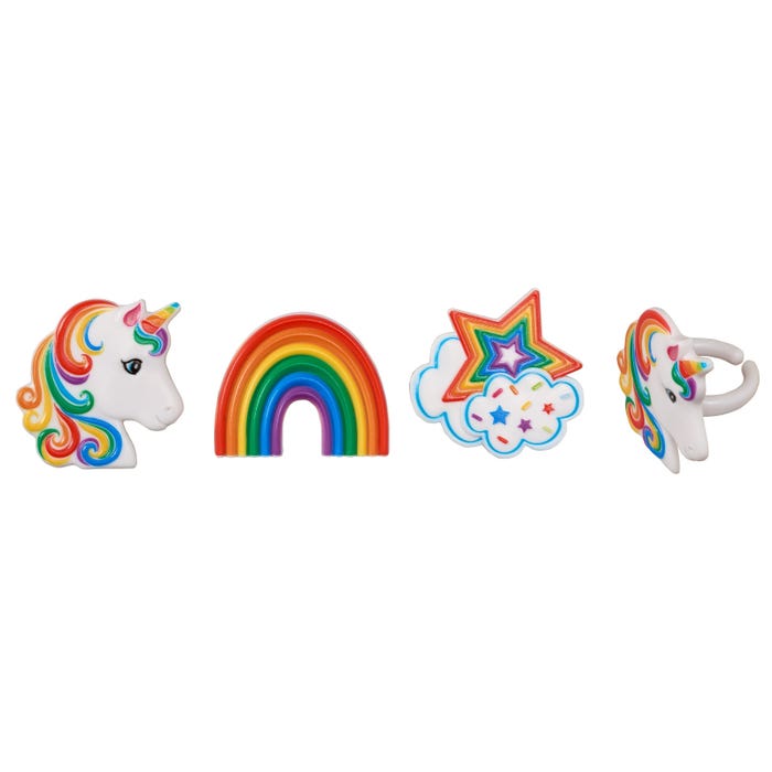 Rainbow Unicorn Cupcake Rings (Pack of 12)
