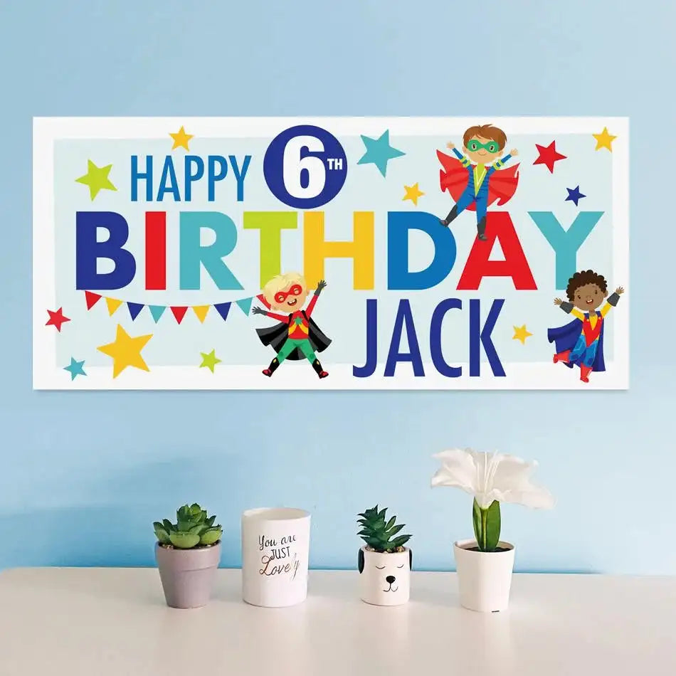 Birthday Blue Happy Birthday Personalised Banner