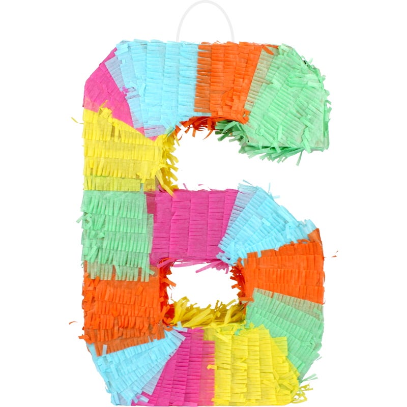 Rainbow Number 6 Pinata