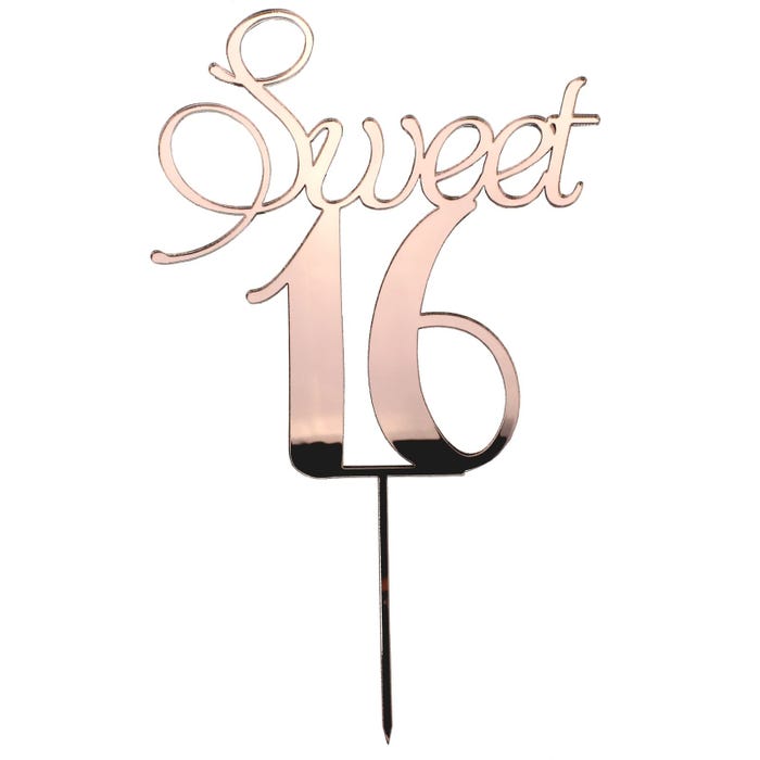 Sweet 16 Rose Gold Mirror Cake Topper