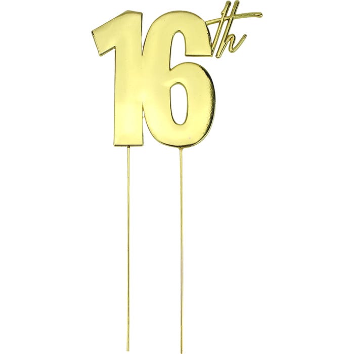 16th Gold Metal Cake Topper