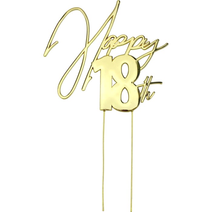 Happy 18th Gold Metal Cake Topper