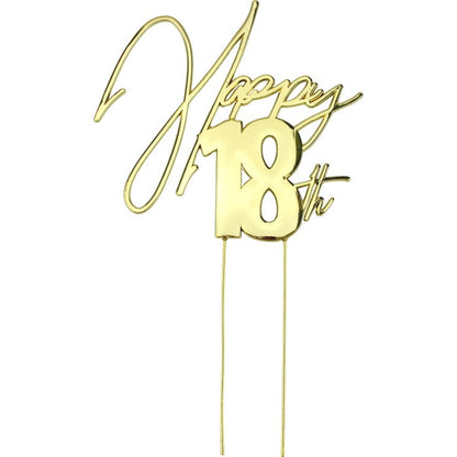 Happy 18th Gold Metal Cake Topper