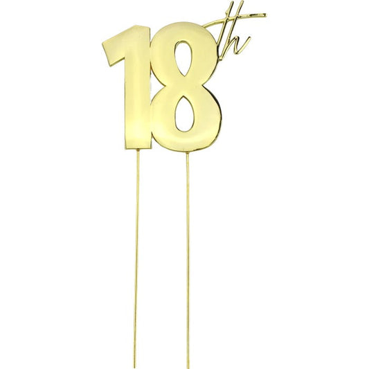 18th Gold Metal Cake Topper