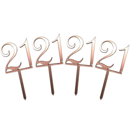 Mini 21 Rose Gold Cupcake Toppers (Pack Of 4)