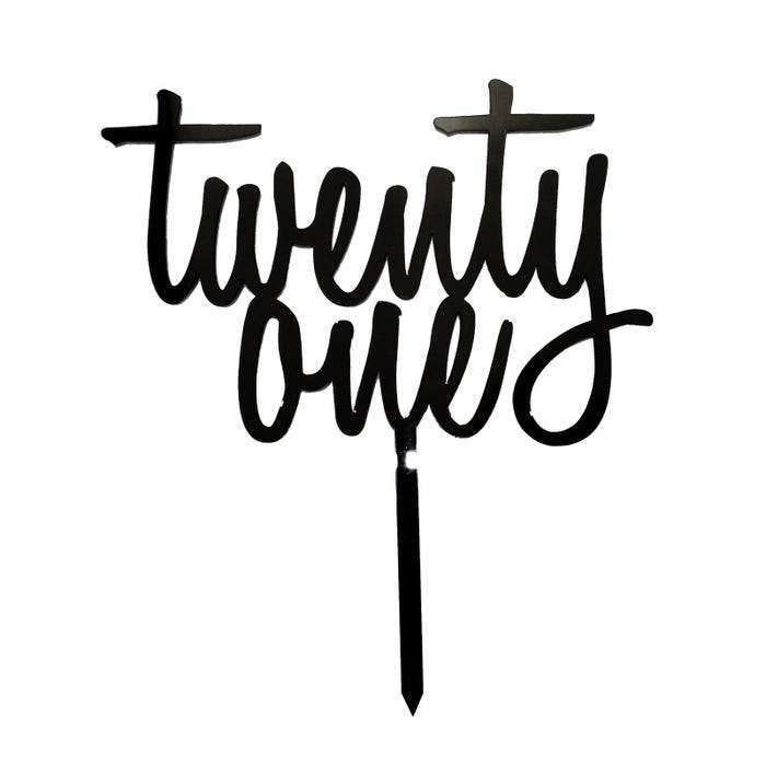 Twenty One Black Acrylic Cake Topper