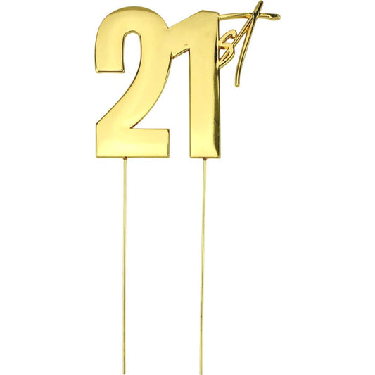 21st Gold Metal Cake Topper