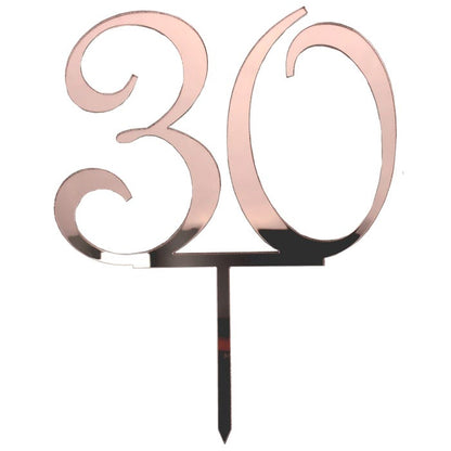 30 Rose Gold Mirror Cake Topper