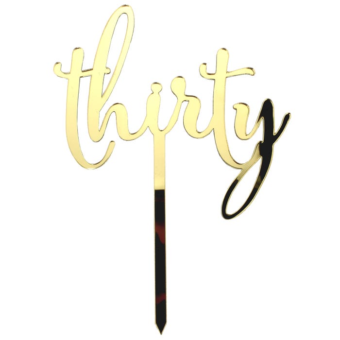 Thirty Gold Mirror Cake Topper