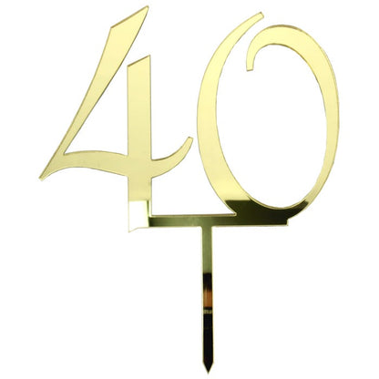 40 Gold Mirror Cake Topper