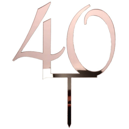 40 Rose Gold Mirror Cake Topper