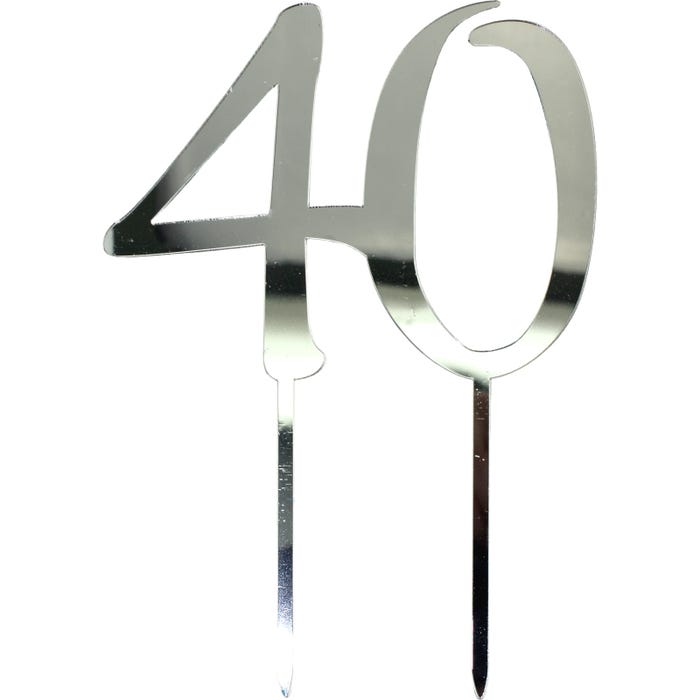 40 Silver Mirror Cake Topper