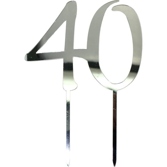 40 Silver Mirror Cake Topper