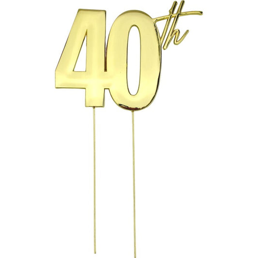 40th Gold Metal Cake Topper