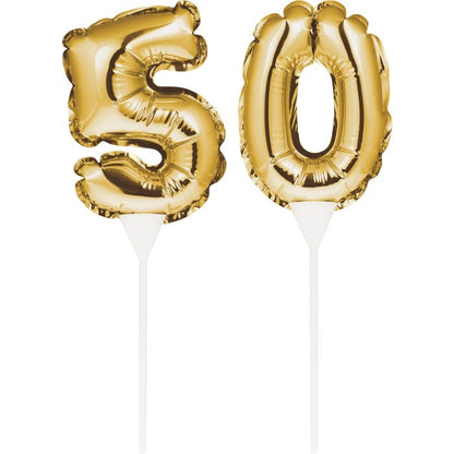 Gold 50 Balloon Cake Topper