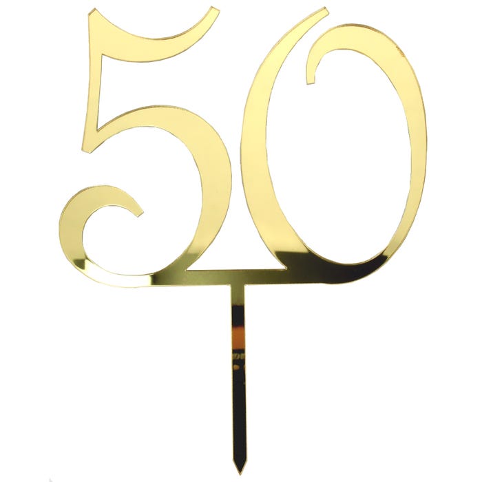 50 Gold Mirror Cake Topper