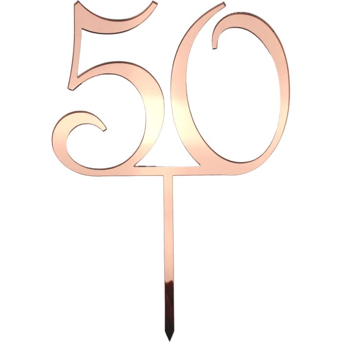 50 Rose Gold Mirror Cake Topper