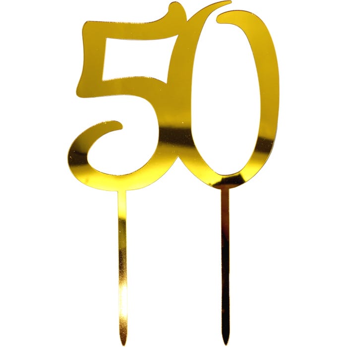 50 Gold Mirror Cake Topper