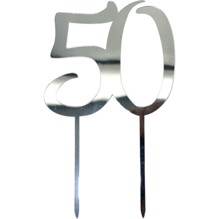 50 Silver Mirror Cake Topper