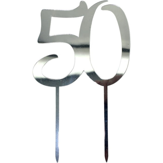 50 Silver Mirror Cake Topper