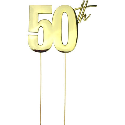 50th Gold Metal Cake Topper