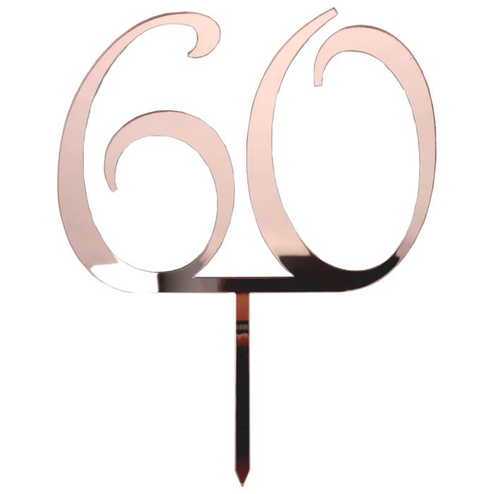 60 Rose Gold Mirror Cake Topper