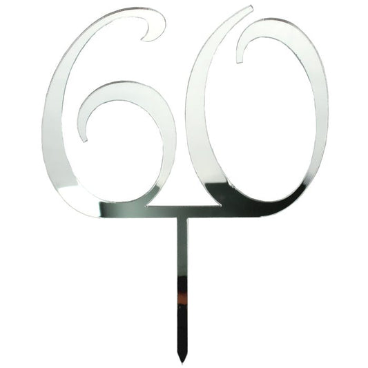 60 Silver Mirror Cake Topper