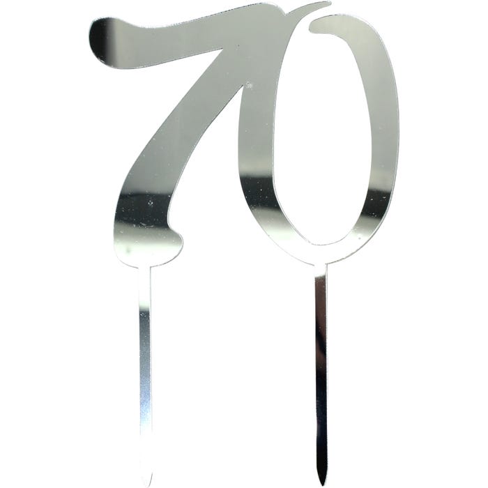 70 Silver Mirror Cake Topper