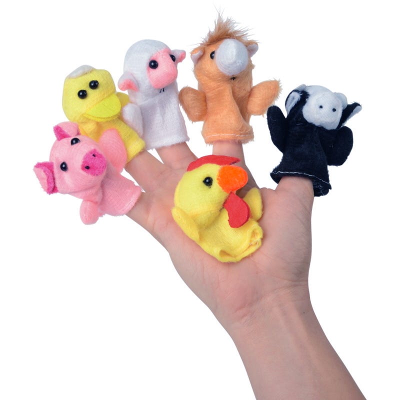 Plush Farm Animal Finger Puppets (Pack of 12)