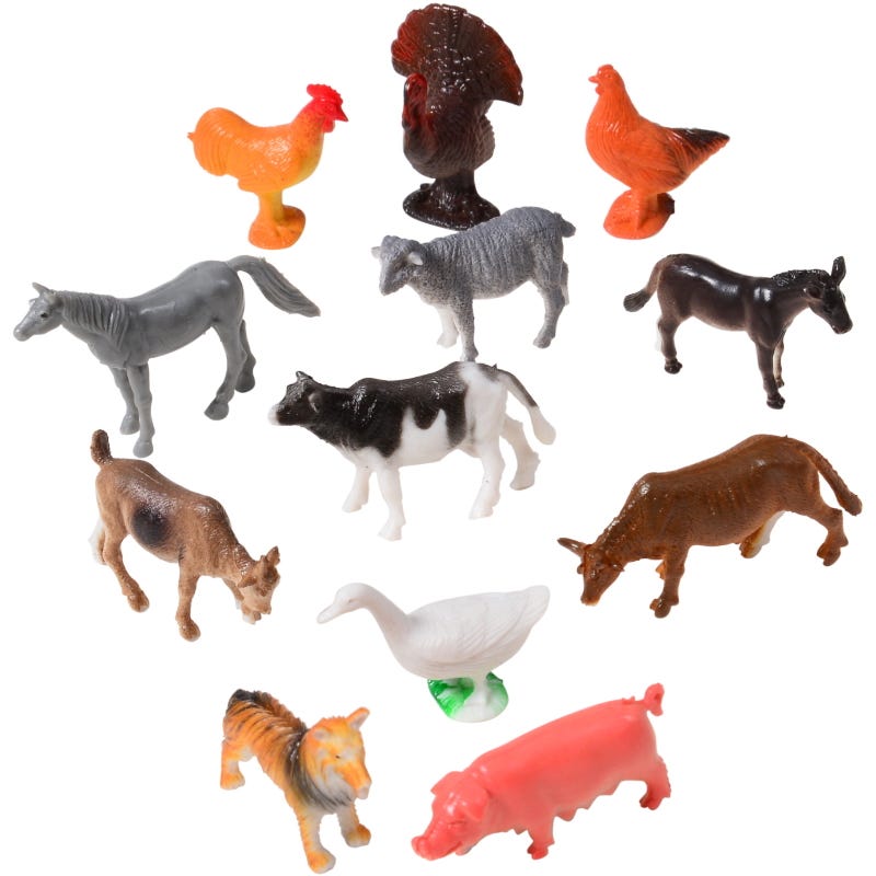 Plastic Farm Animals (Pack of 12)