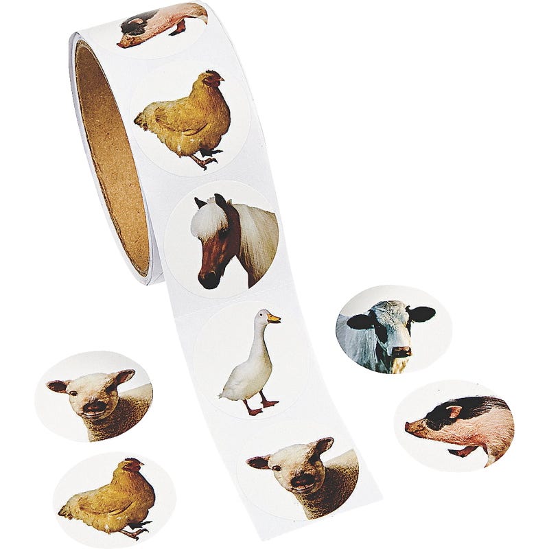 Farm Animal Stickers (Roll of 100)