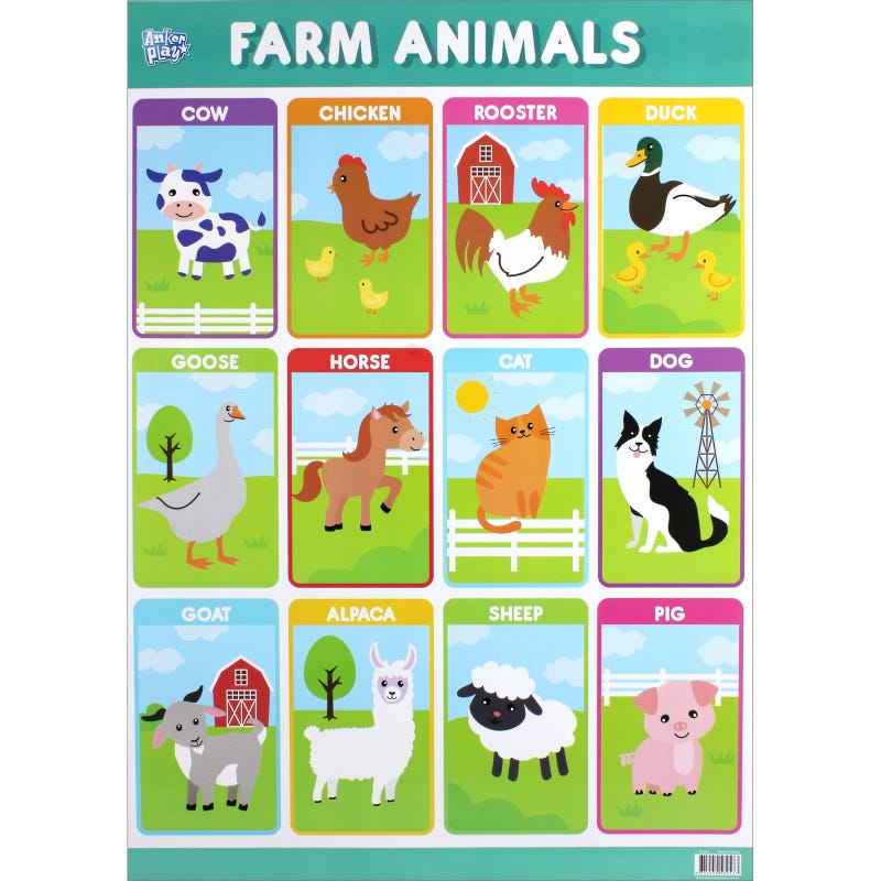 Farm Animals Educational Poster