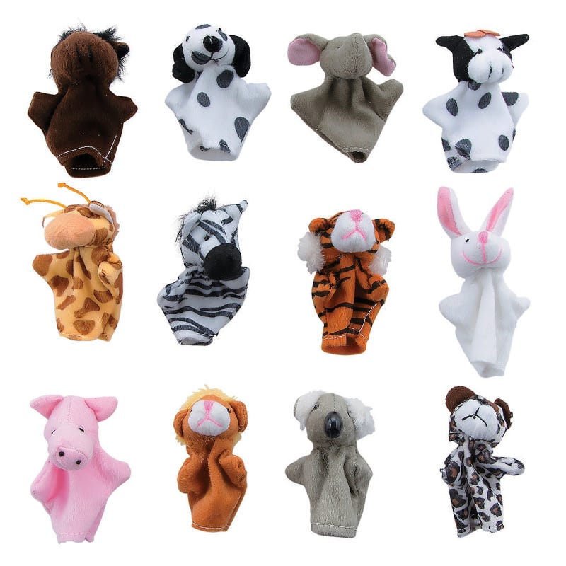 Plush Animal Finger Puppets (Pack of 12)