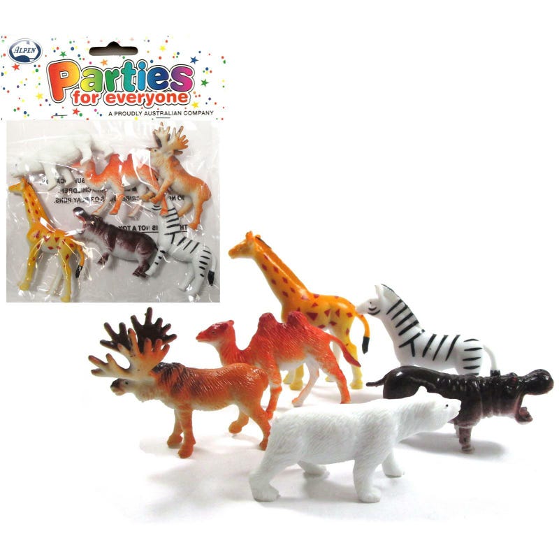 Plastic Zoo Animals (Pack of 6)