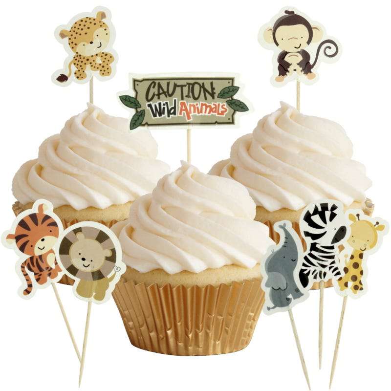Wild Jungle Animals Cupcake Picks (Pack of 24)