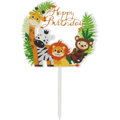 Jungle Animal Happy Birthday Cake Topper