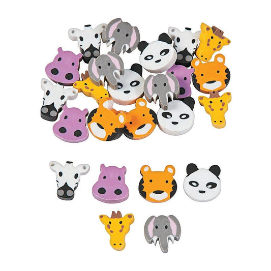 Mini Zoo Animal Erasers (Pack of 24)