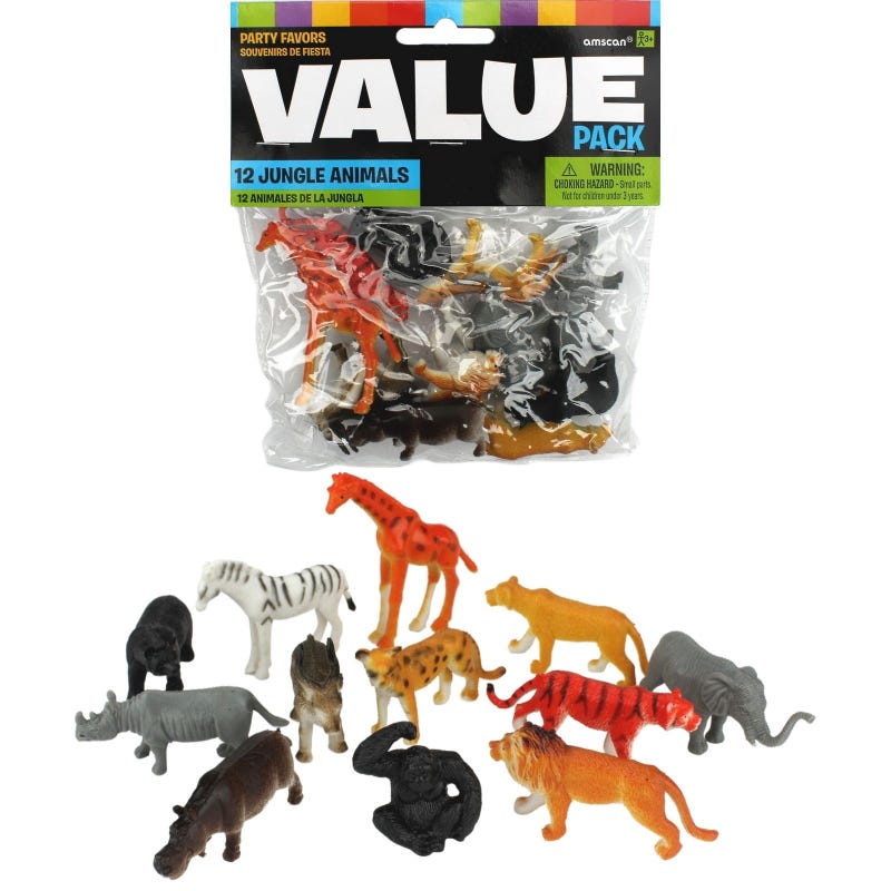 Jungle Animals Plastic Toys (Pack of 12)