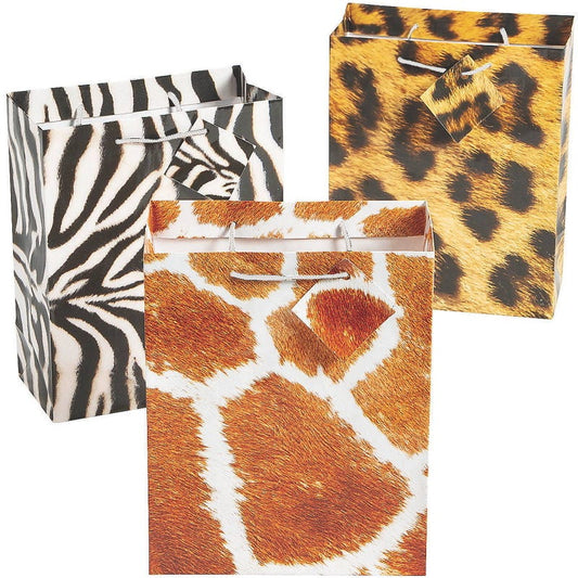 African Animal Print Paper Gift Bags (Pack of 12)