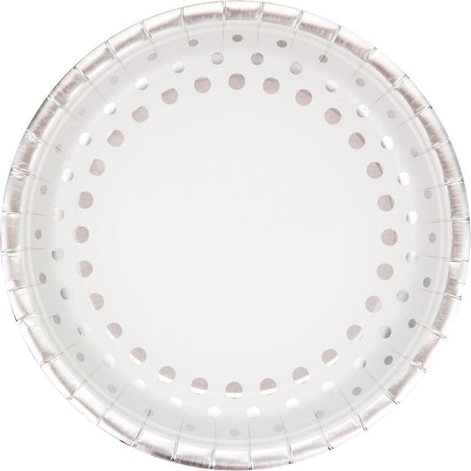 Silver Sparkle and Shine Dinner Paper Plates 26cm (Pack of 8)