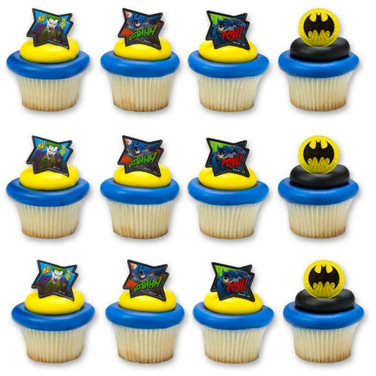 Batman Pow Whooshhh Cupcake Rings (Pack of 12)