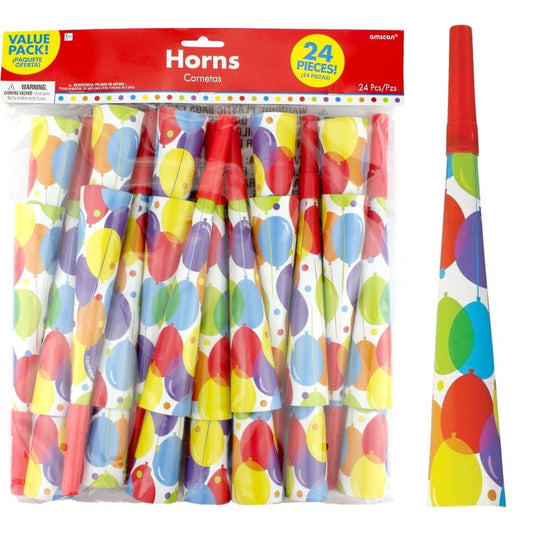 Balloon Bash Party Horns (Pack of 24)