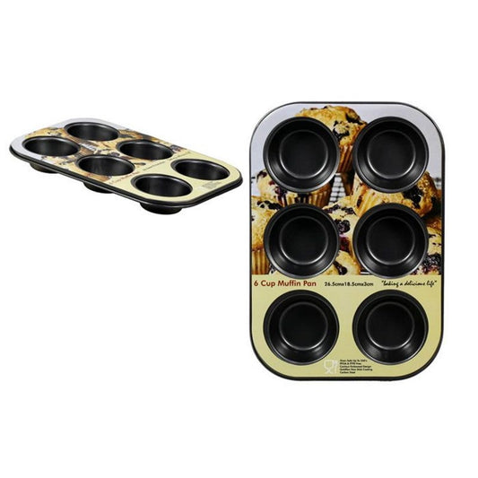 6 Cup Muffin Pan Non-Stick 26.5cm x 18.5cm x 3cm