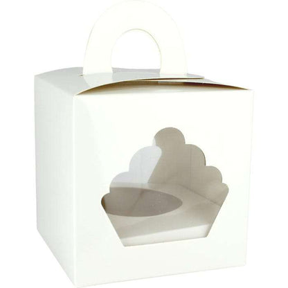 White Cupcake Boxes with Windows 10cm x10cm x10cm Pack of 3